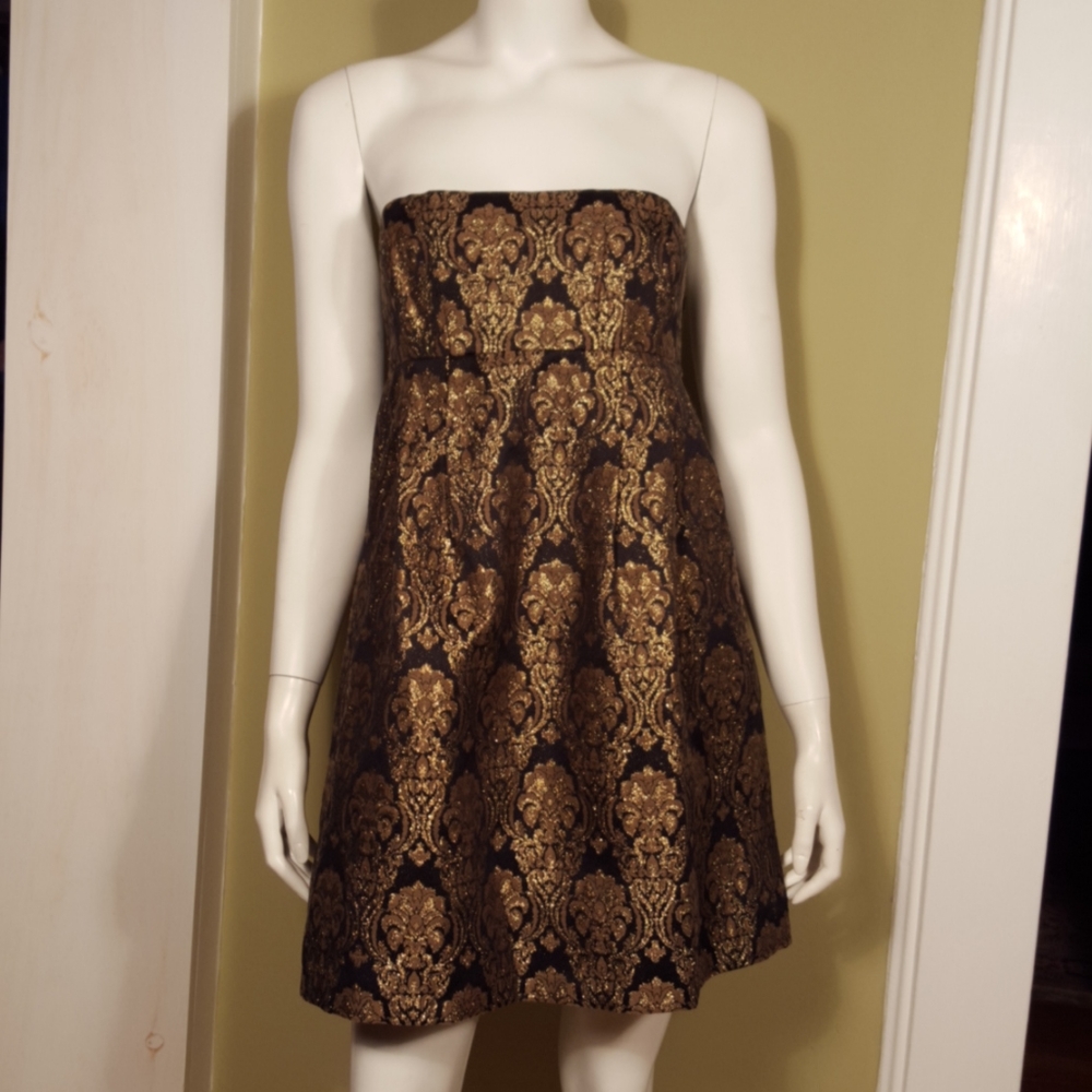 MICHAEL Michael Kors Mini Dress Brocade Black Gold